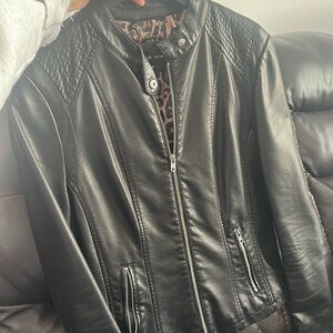 Black Rivet Leather Jacket in M
